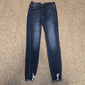 Kancan Blue Frayed Hem Jeans